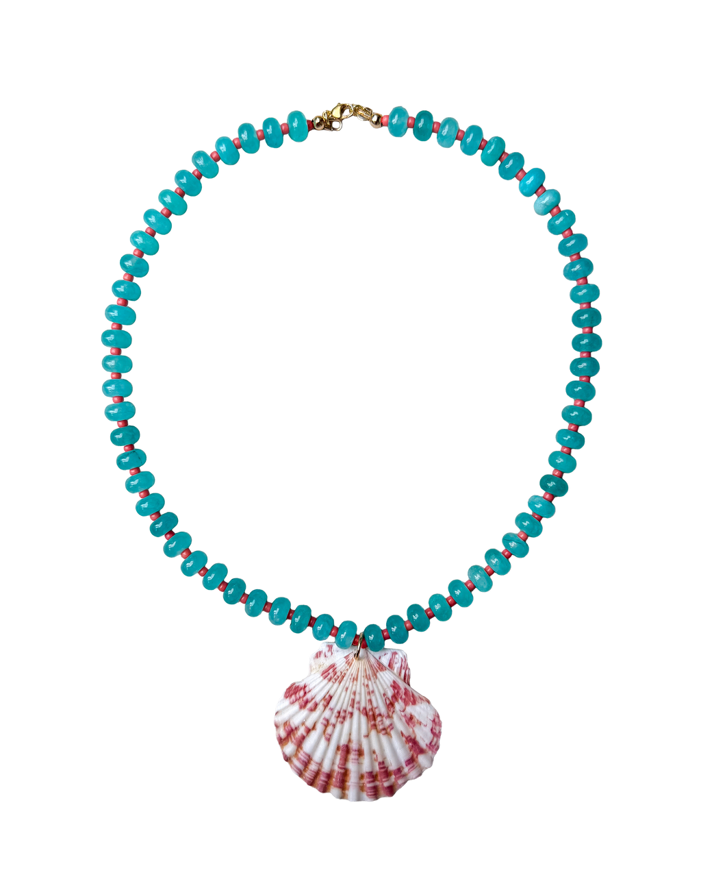 coastal crush beaded necklace with shell charm