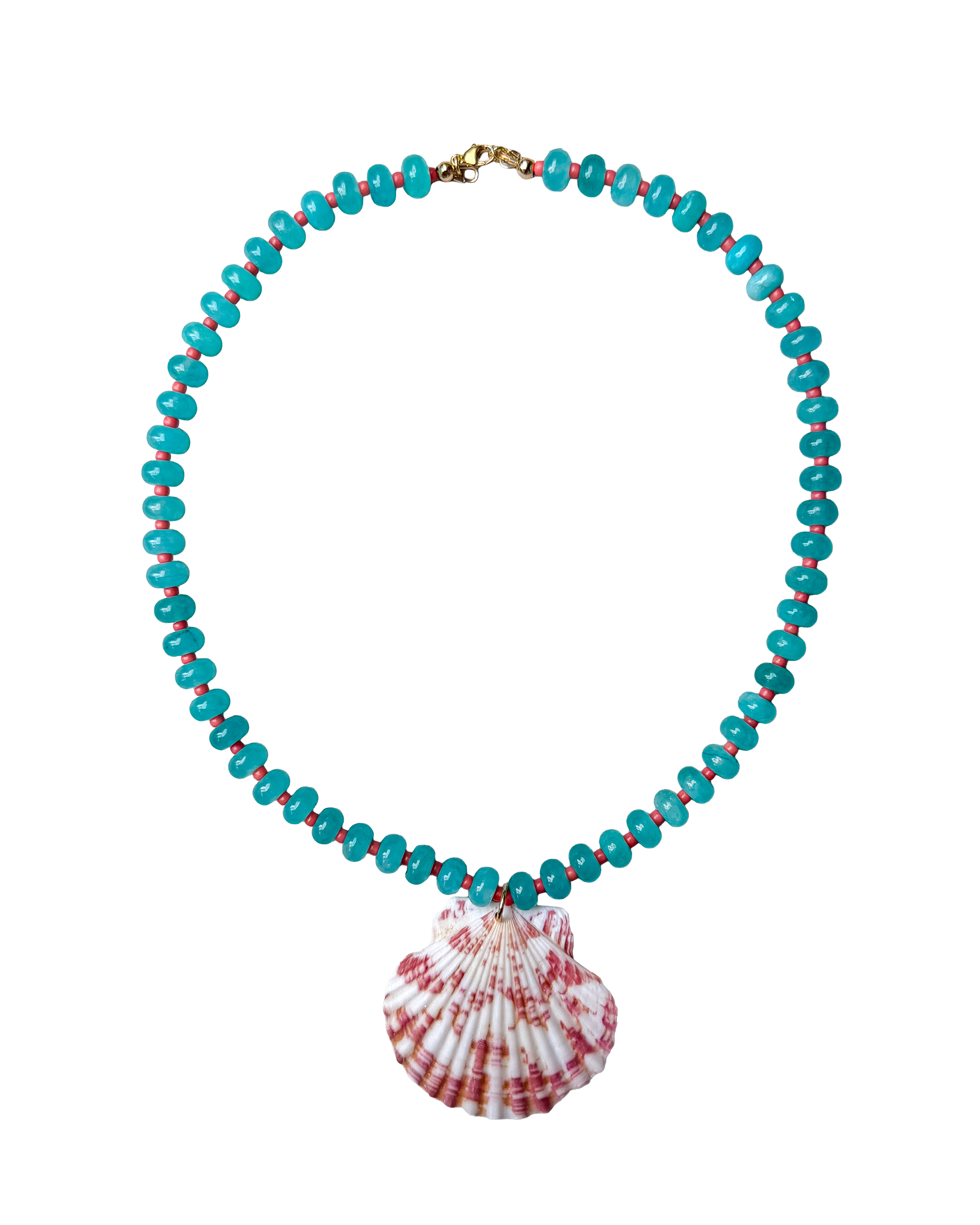 coastal crush beaded necklace with shell charm