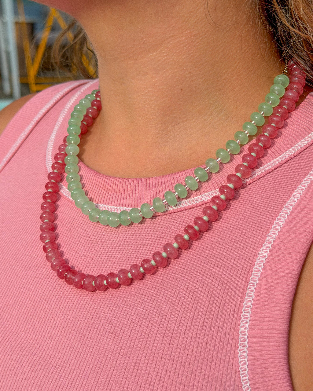 cotton candy sky beaded necklace